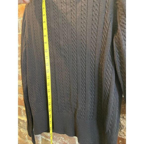 TOMMY HILFIGER • IOWA Hawkeyes • Black Cable Knit Cardigan • Ladies Size L - Picture 7 of 10